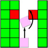 Reconfiguring Non-Convex Holes in Pivoting Modular Cube Robots